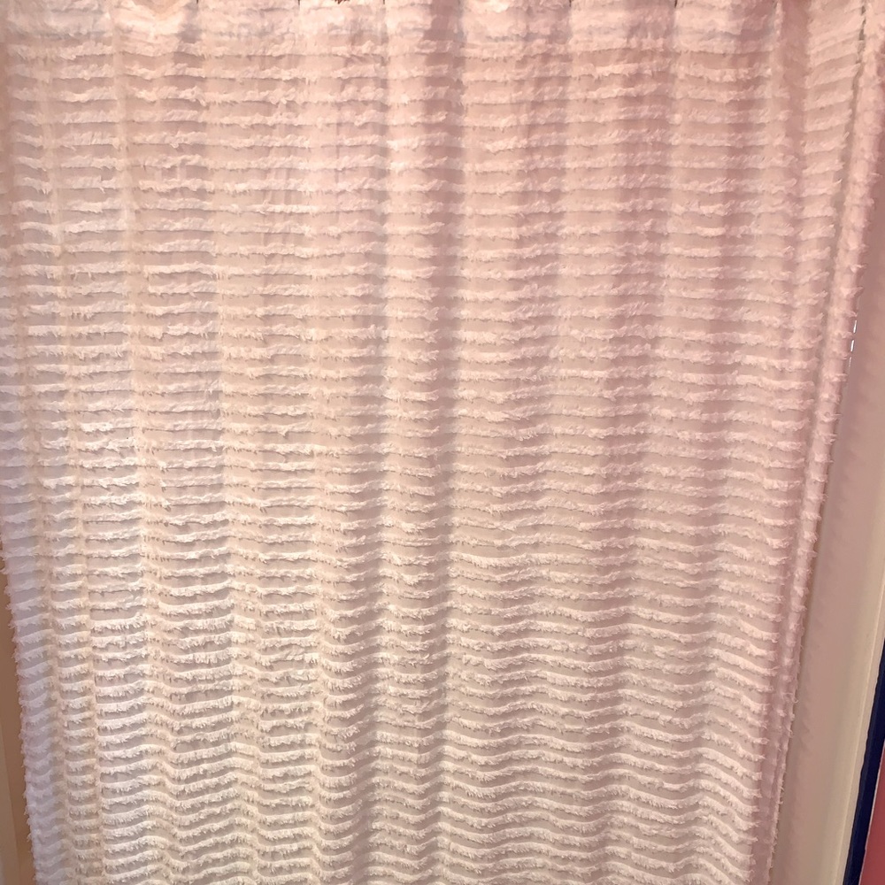 Bright white shower curtain